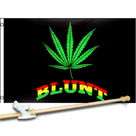 Blunt Marijuana with Leaf 3' x 5' Polyester Flag, Pole and Mount