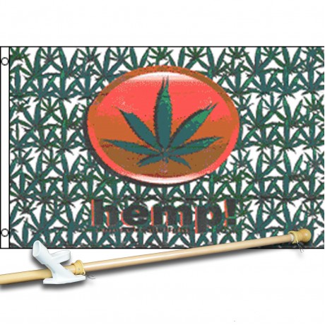 Hemp Marijuana 3' x 5' Polyester Flag, Pole and Mount