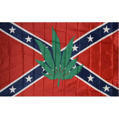 Rebel Battle Marijuana Leaf 3' x 5' Polyester Flag