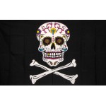 Sugar Skull and Crossbones 3' x 5' Polyester Flag