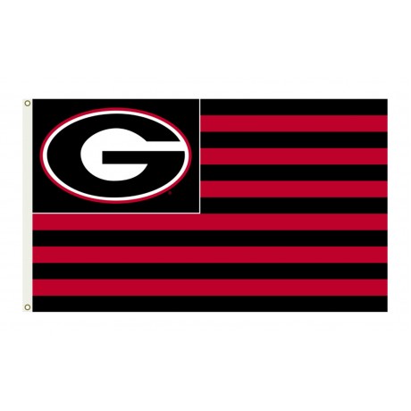 Georgia Bulldogs Striped USA Style 3'x 5' Flag