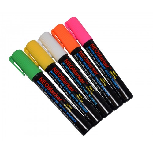 1/4 Black Board Chisel Tip Waterproof Marker Pens - 5 Pc Set