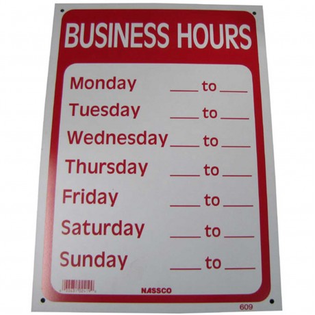 Business Hours Policy Business Sign