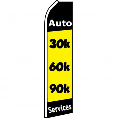 30K 60K 90K Auto Services Yellow Swooper Flag