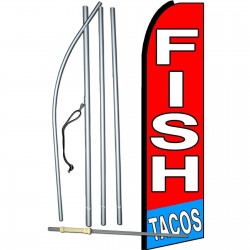 Fish Tacos Red Extra Wide Swooper Flag Bundle