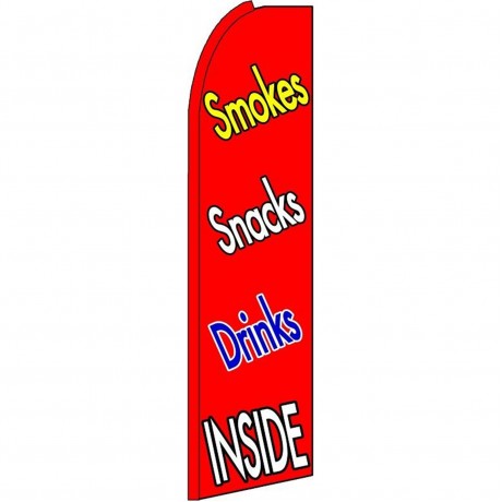 Smokes Snacks Drinks Inside Extra Wide Swooper Flag