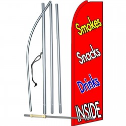 Smokes Snacks Drinks Inside Extra Wide Swooper Flag Bundle