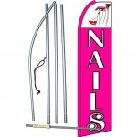 Nails Pink Extra Wide Swooper Flag Bundle