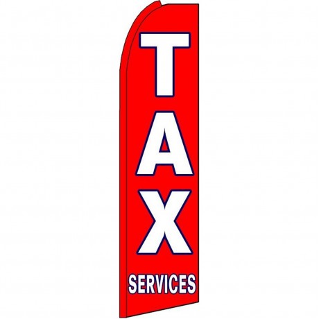 Tax Services Red Extra Wide Swooper Flag
