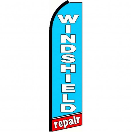 Windshield Repair Blue Extra Wide Swooper Flag