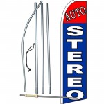Auto Stereo Blue Extra Wide Swooper Flag Bundle