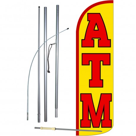 ATM Yellow Extra Wide Windless Swooper Flag Bundle