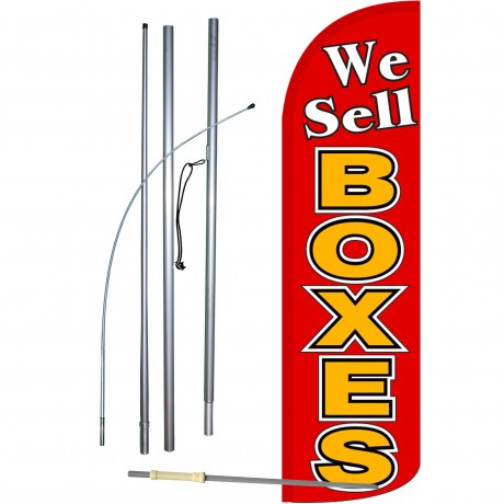 We Sell Boxes Extra Wide Windless Swooper Flag Bundle