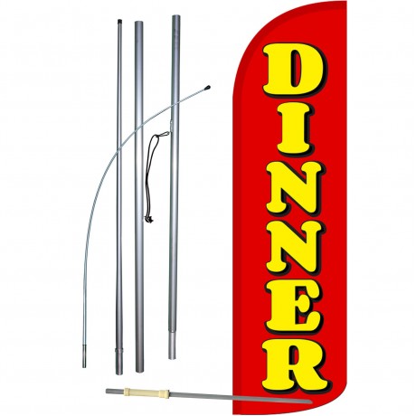Dinner Red Extra Wide Windless Swooper Flag Bundle