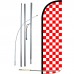 Checkered Red & White Extra Wide Windless Swooper Flag Bundle