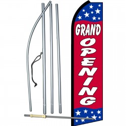 Grand Opening Red Stars Swooper Flag Bundle