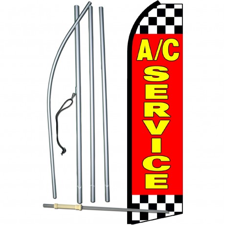 A/C Service Red Checkered Swooper Flag Bundle