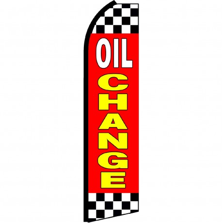 Oil Change Red Checkered Swooper Flag