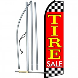 Tire Sale Red Extra Wide Swooper Flag Bundle