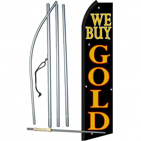 We Buy Gold Black Stars Swooper Flag Bundle