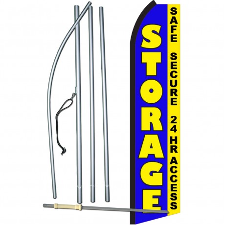 Storage Blue Safe Secure 24 Hr Access Swooper Flag Bundle