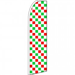 Checkered Extra Wide Red, White & Green Swooper Flag