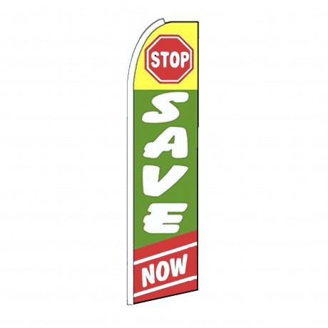 Stop Save Now Green Swooper Flag