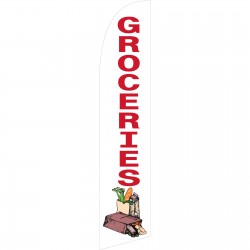 Groceries White Windless Swooper Flag