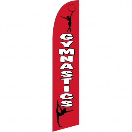 Gymnastics White/Red Windless Swooper Flag