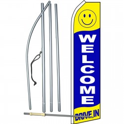 Welcome Drive In Blue Swooper Flag Bundle
