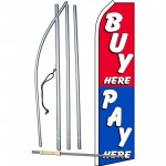 Buy Here Pay Here Red Blue Swooper Flag Bundle