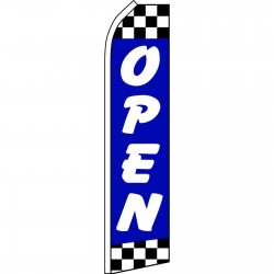 Open Blue Checker Swooper Flag
