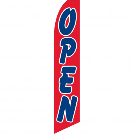 Open Red with Blue Letters Swooper Flag