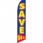 Save $ Blue Swooper Flag